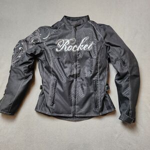 Joe Rocket Motorcycle Jacket Womens S Black Armored Padded Lined Embroidered